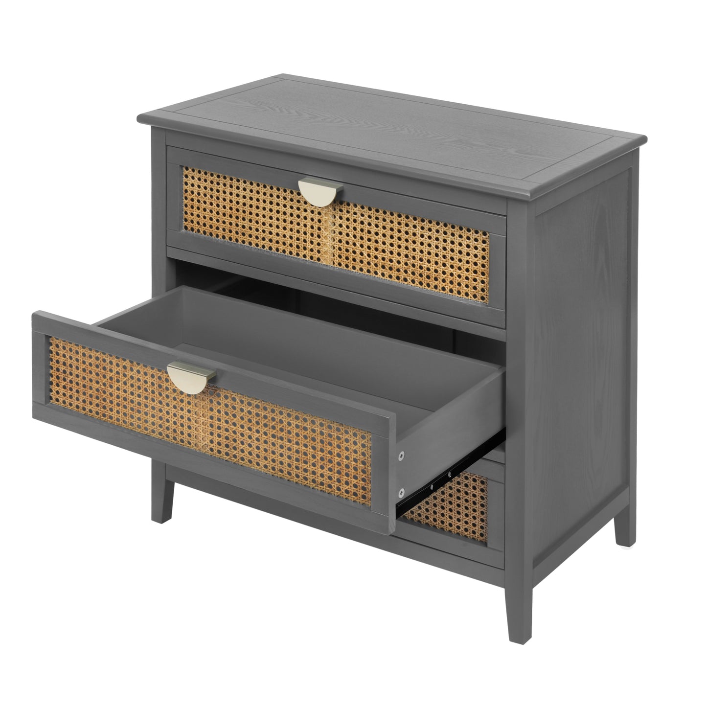 Valerie Natural Rattan 3 Drawer Cabinet - Gray