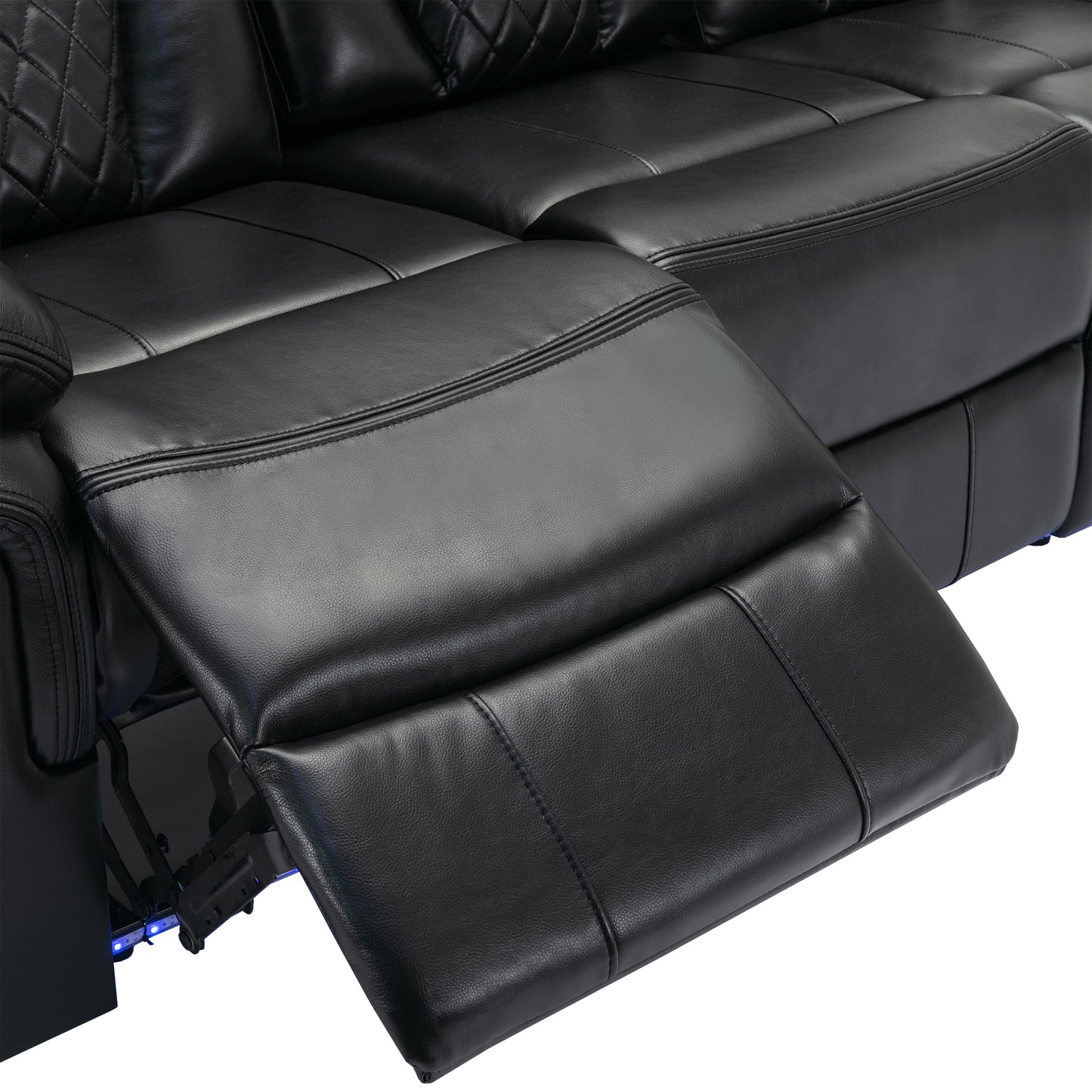 Milo Manual Recliner Loveseat with LED Light Strip - Black