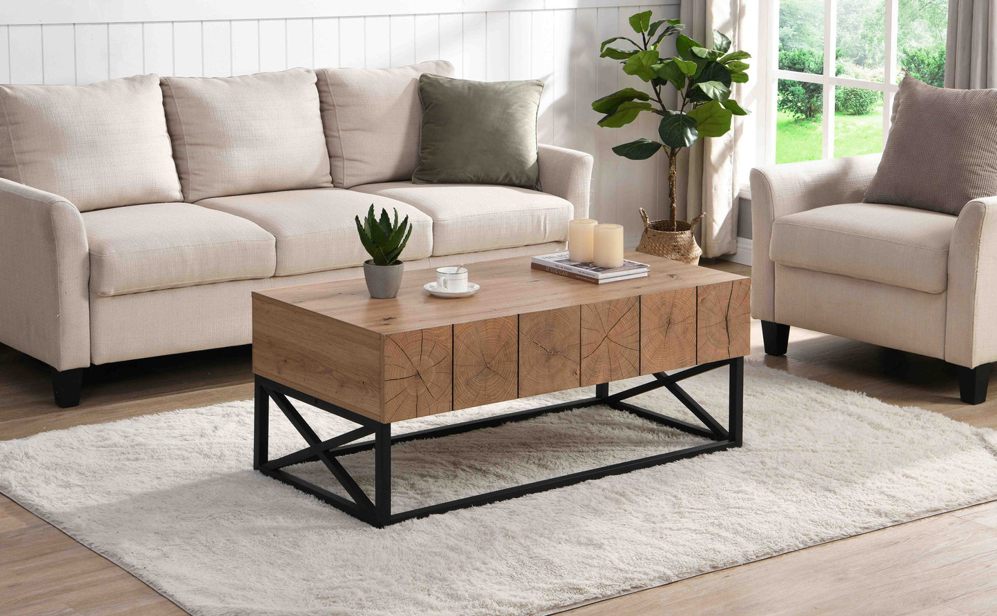 Industrial Coffee Table With Two Drawers