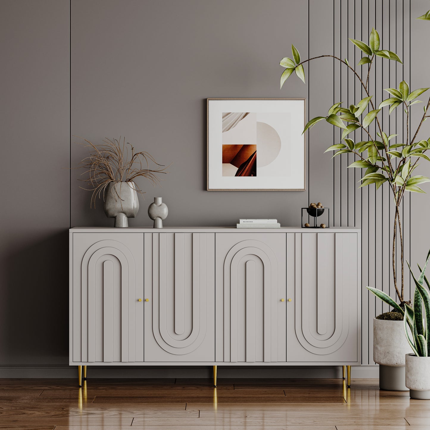 Jana Wooden Cabinet Sideboard - Gray