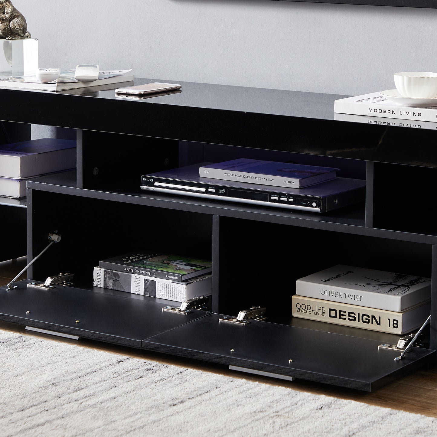 Lacey TV Stand with LED light - Black