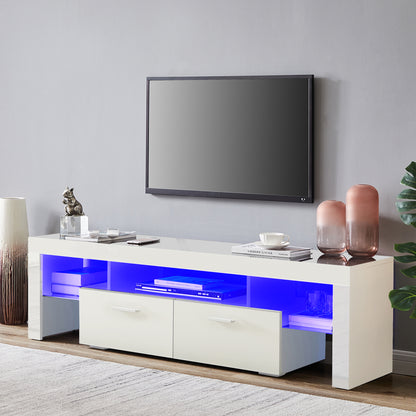 Lacey TV Stand with LED light - White