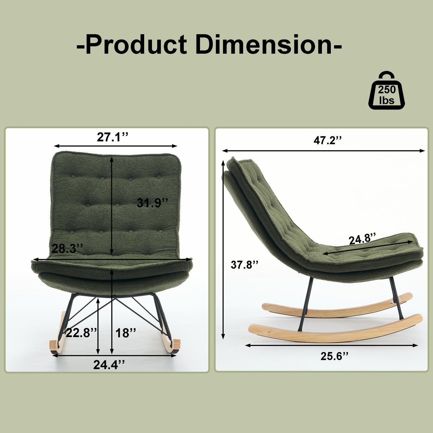 Lazy Rocking Chair - Dark Green