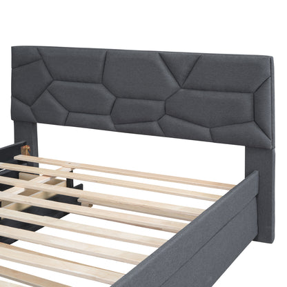 Brick Full Size Platform Bed with 2 drawers and Twin Size Trundle - Gray