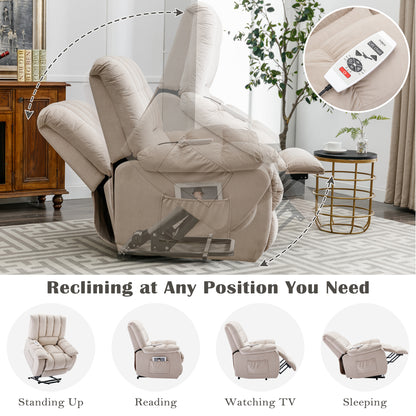 Parsons Power Recliner with Massage Function - Beige