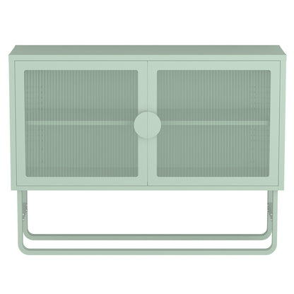 Tempered Glass Cabinet Credenza - Light Green