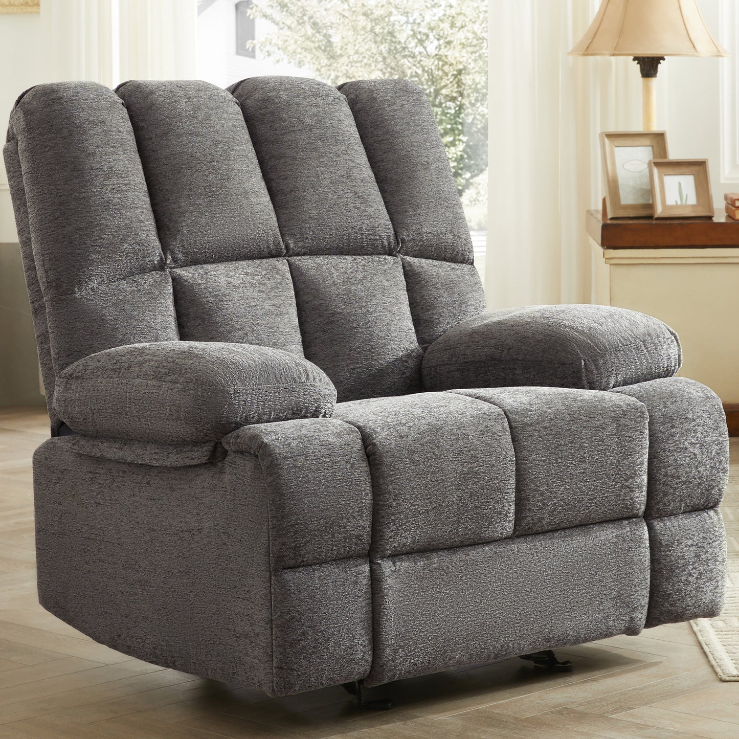 Musa Oversize Rocker Recliner Chair - Gray