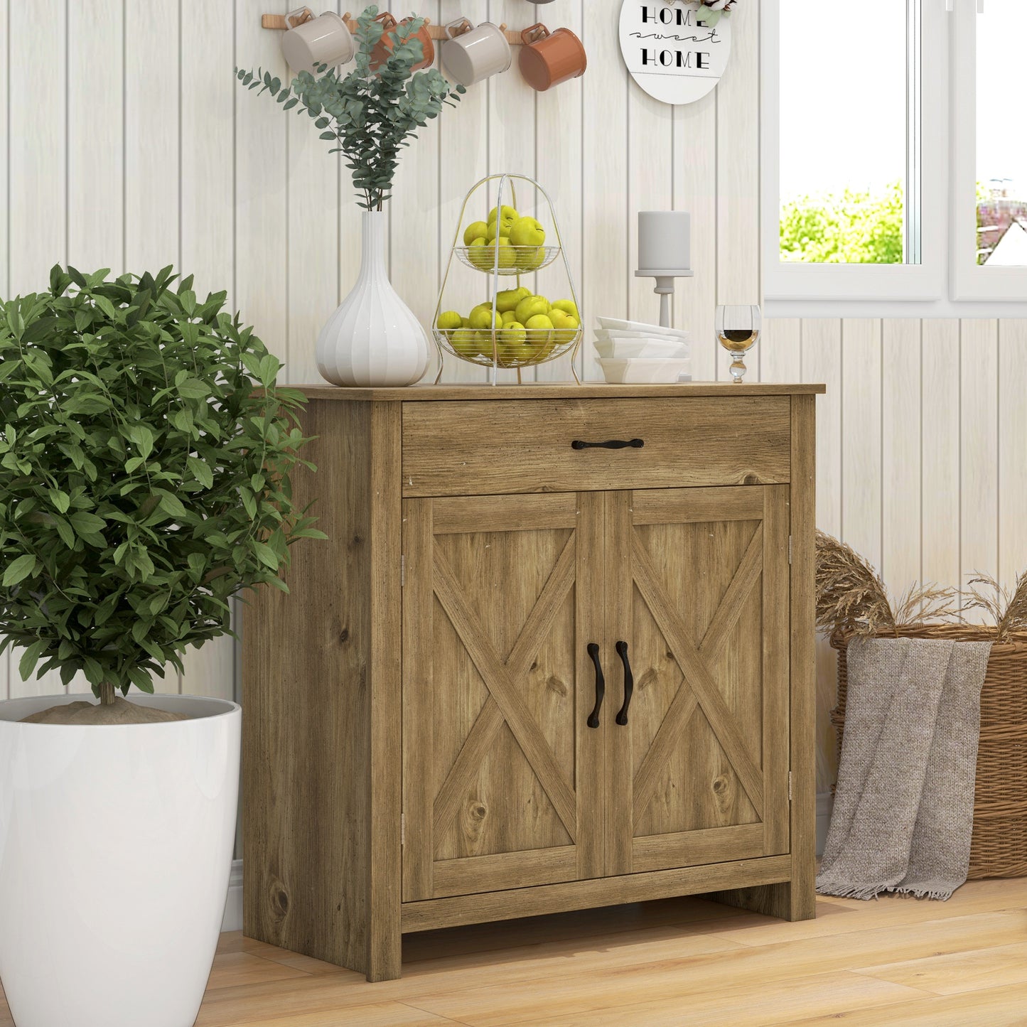 Woods Farmhouse Sideboard Buffet Cabinet - Natural