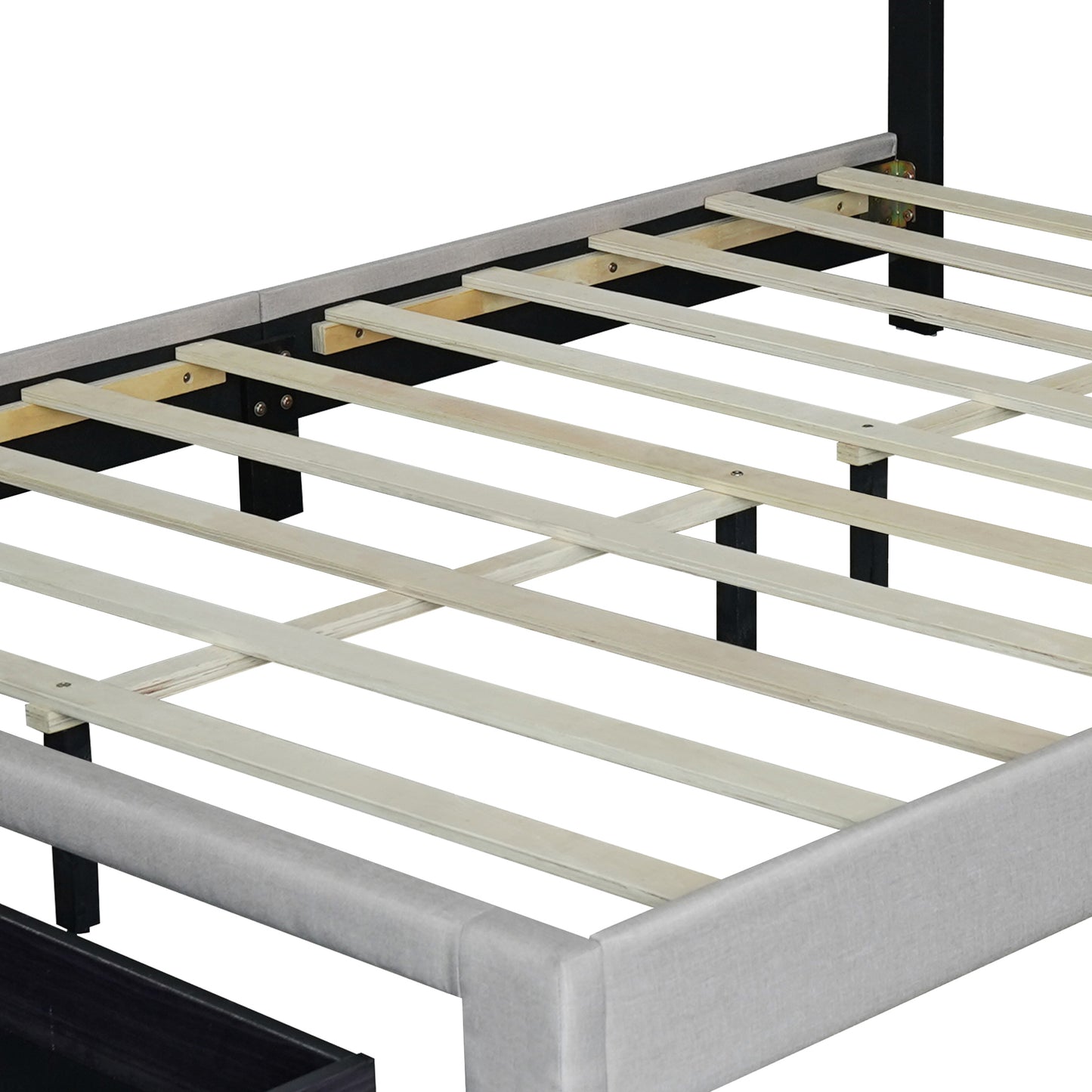 Huka Queen Size Platform Bed with Adjustable Height - Beige