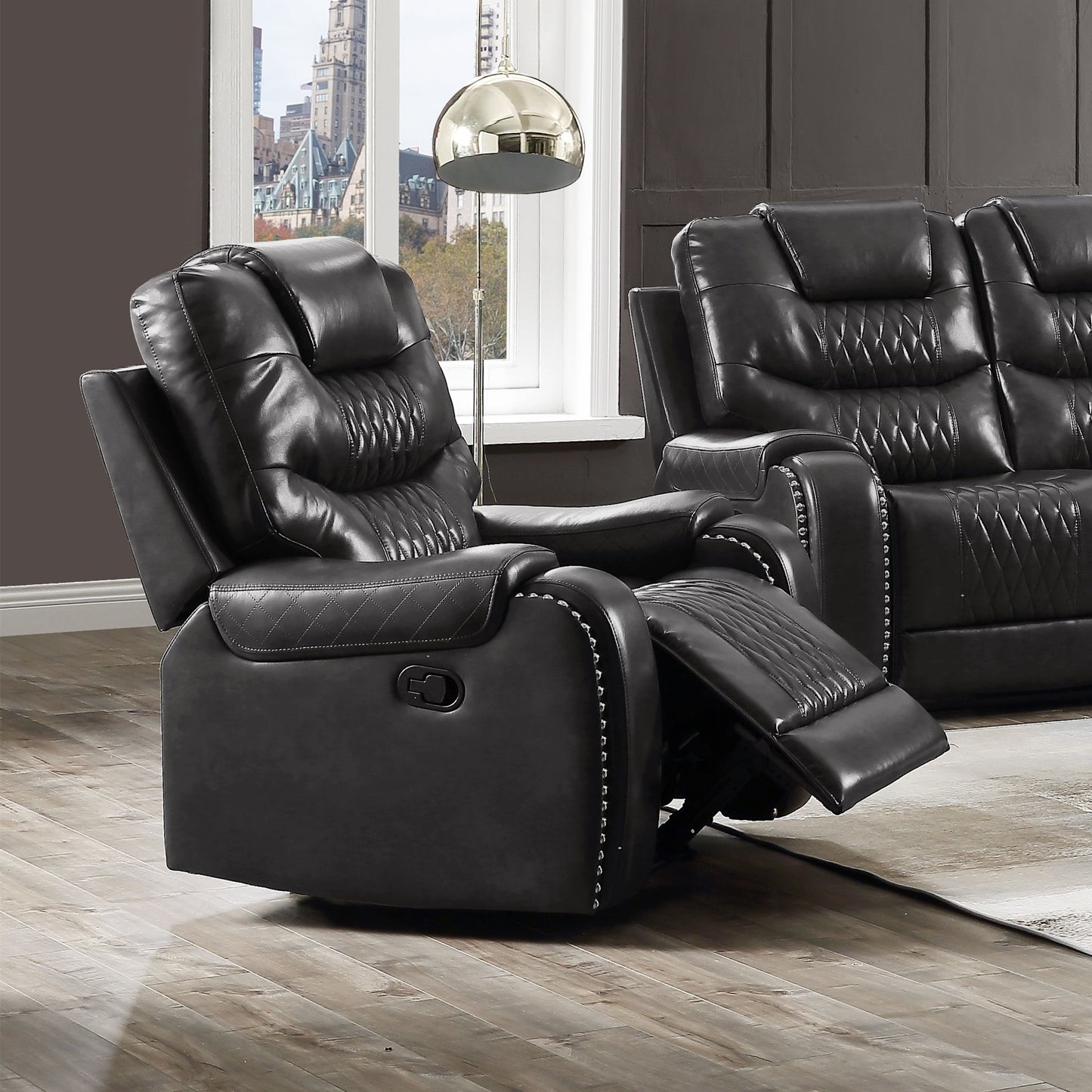 Braylon PU Recliner - Magnetite