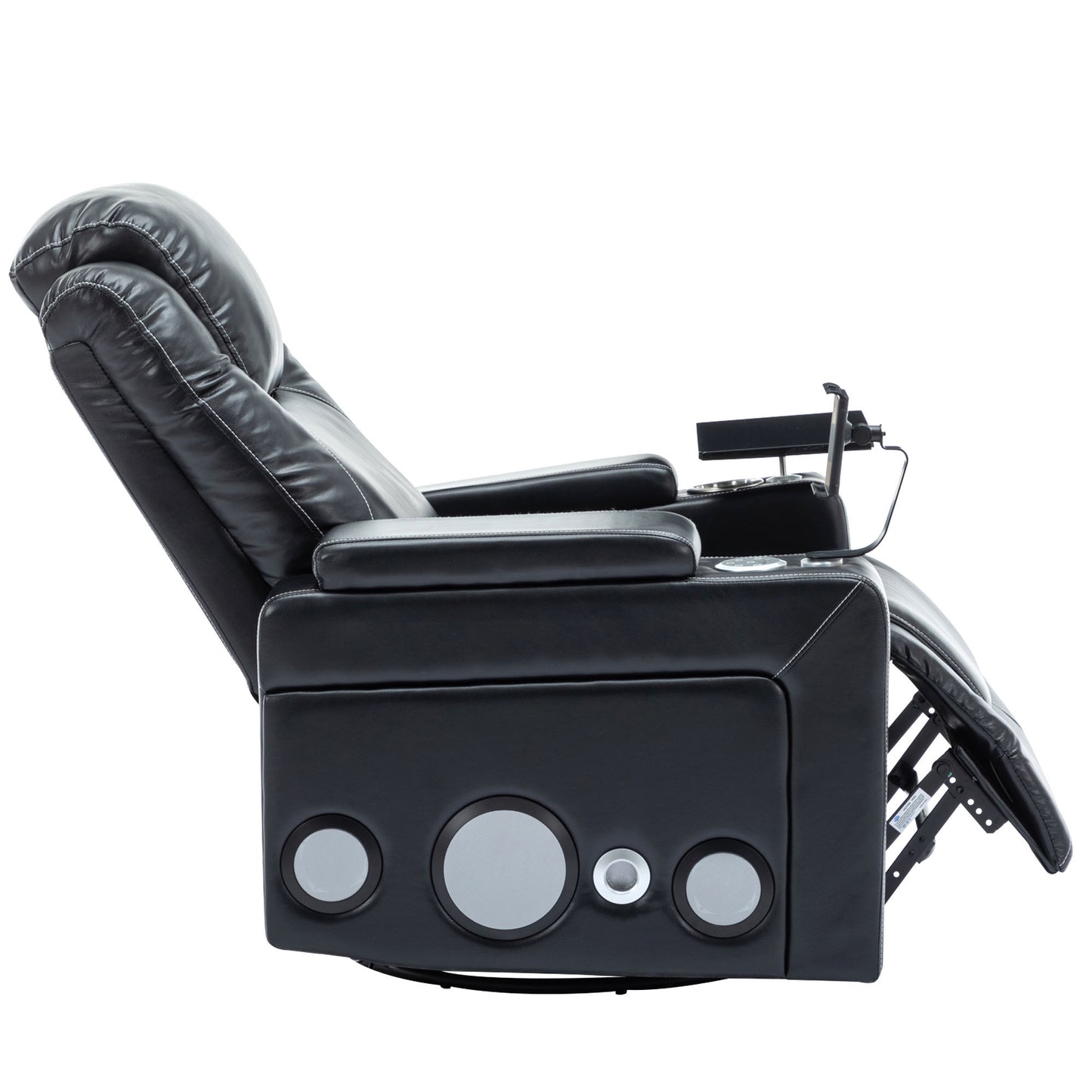 Otto PU Leather Power Recliner r with Surround Sound -Tray Table - Black