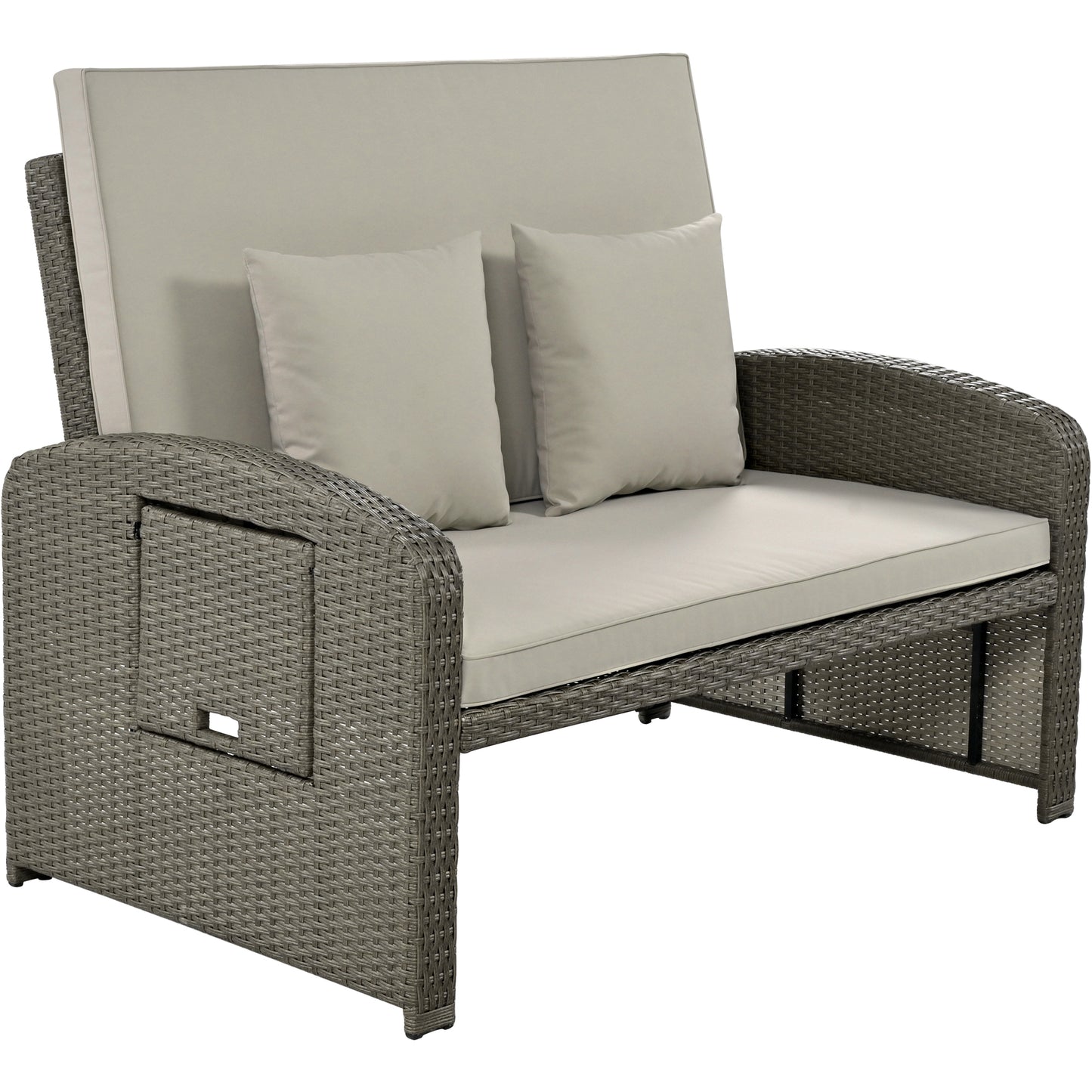 Tula PE Wicker Rattan Double Chaise Lounge - Gray