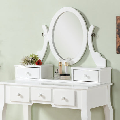 Ashley Wood Make-Up Vanity Table and Stool Set - White