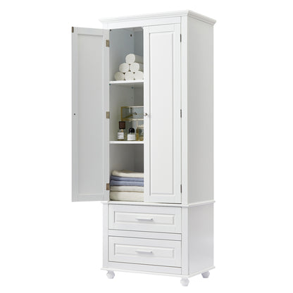 Vintage-style Bathroom Cabinet with Drawer - White