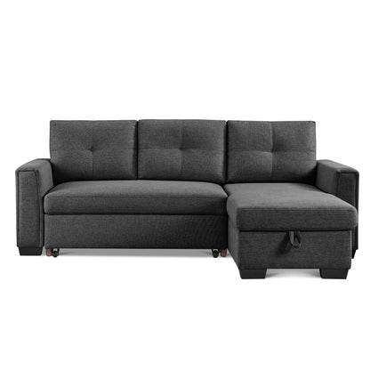 Orion 3-Seater Modular Fabric Convertible Reversible Sleeper Sectional Sofa - Dark Grey