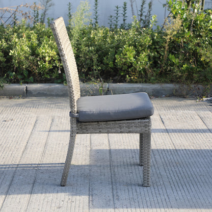 Aaron Outdoor Wicker Dining Chairs With Cushion (Set of 8) - Gray/Dark Gray