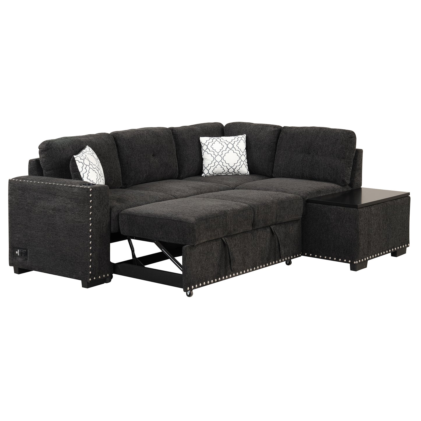 Javier Reversible Sectional Pull-Out Sofa Bed - Black