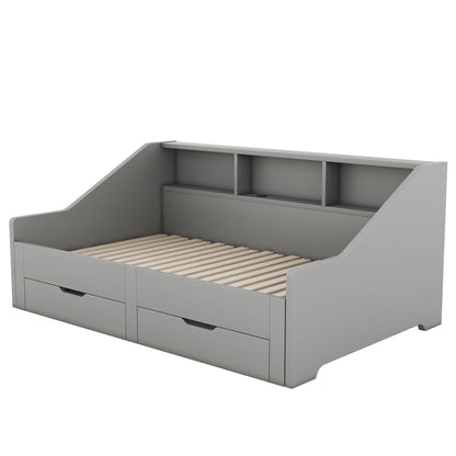 Zion Twin to King Size Daybed  with Storage Bookcases - Gray