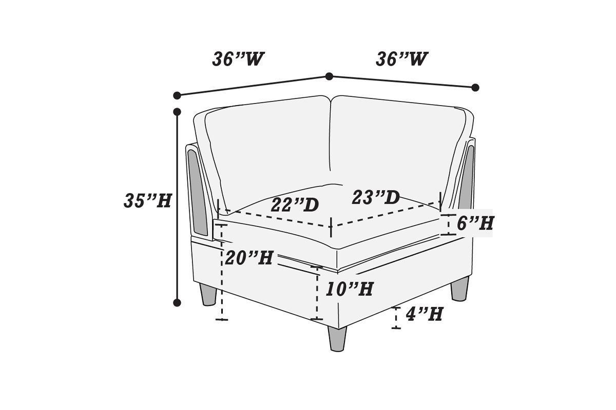 Felix 6pc Modular Sectional Sofa Set 3x Wedges 2x Armless Chair And 1x Ottoman  - Steel Gray