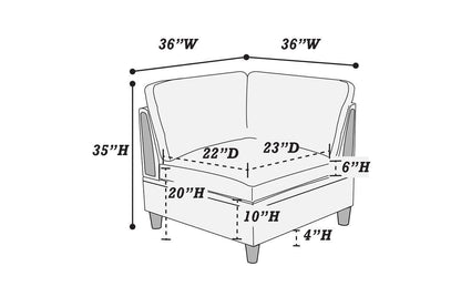 Felix 6pc Modular Sectional Sofa Set 3x Wedges 2x Armless Chair And 1x Ottoman  - Steel Gray