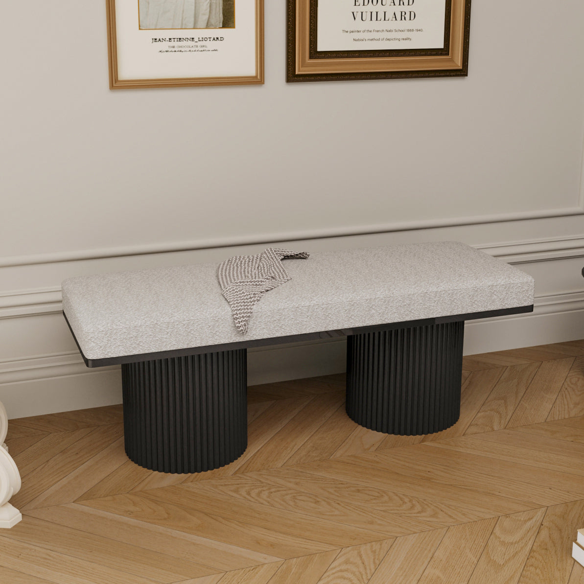 Maya Upholstered Bench - Light Gray