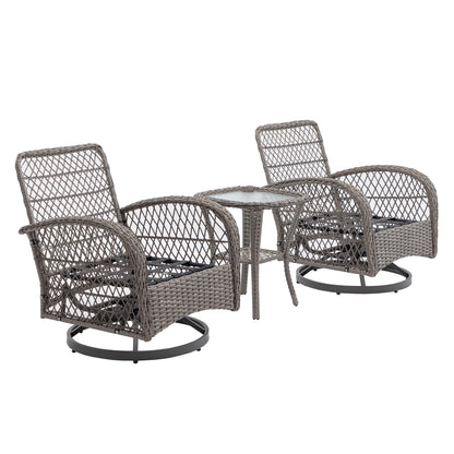 Tompkins 3 Pc Outdoor Swivel Rocker Patio Chairs - Gray