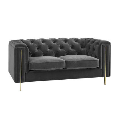 Charlene Velvet Loveseat - Dark Gray