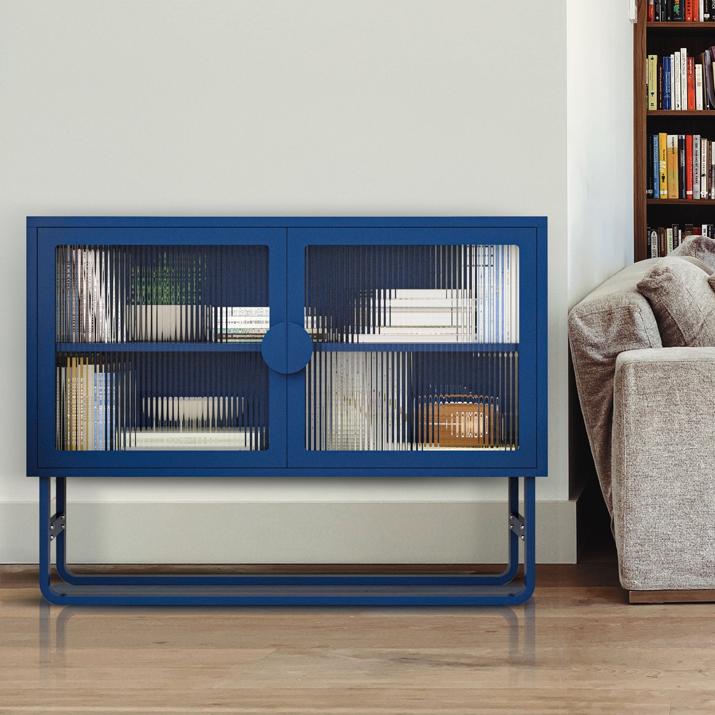 Tempered Glass Cabinet Credenza - Blue