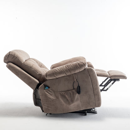 Wilson Power Electric Velvet Reclining Chair - Light Brown