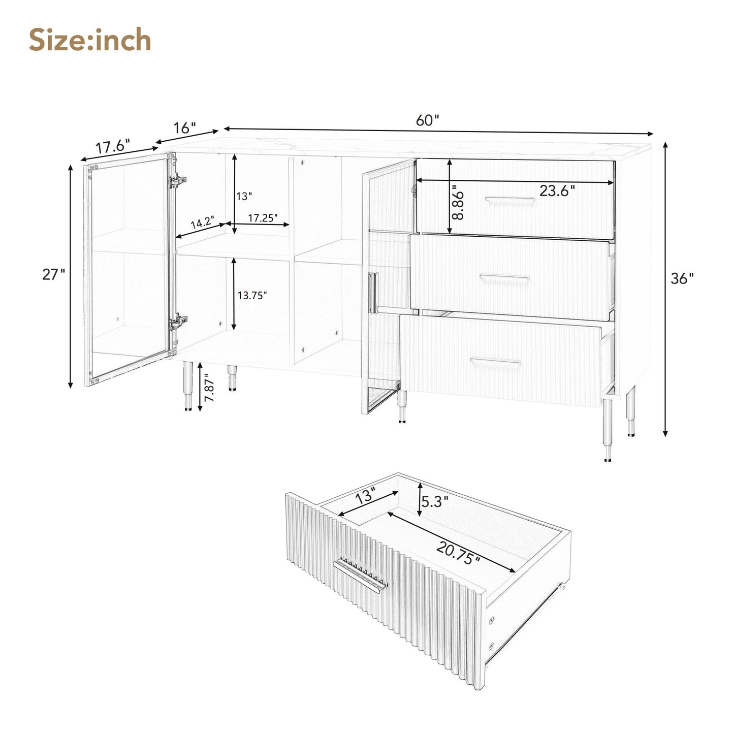 Finch Sideboard Buffet - White