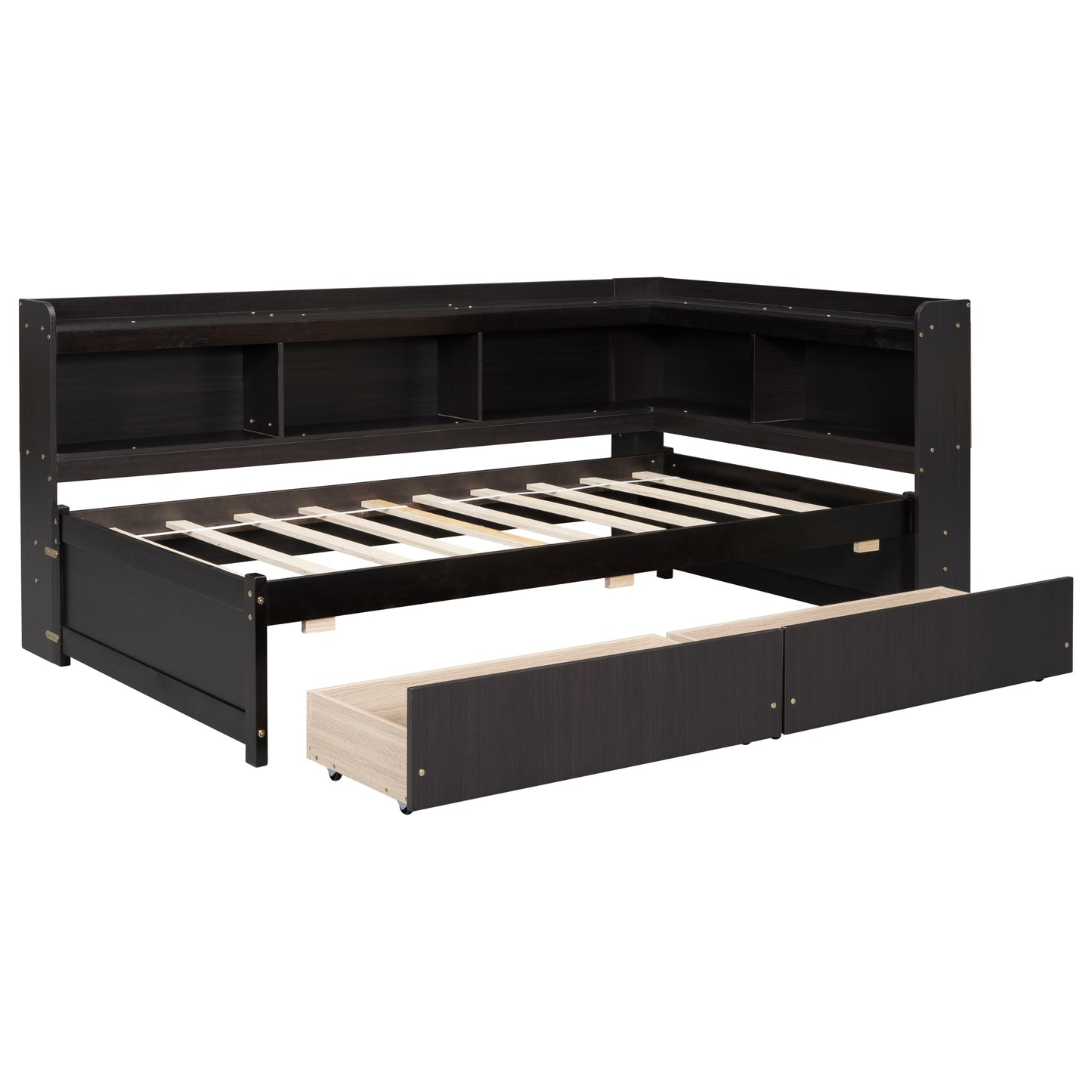 Parker Twin Size Daybed with Bookcases -Drawers - Espresso