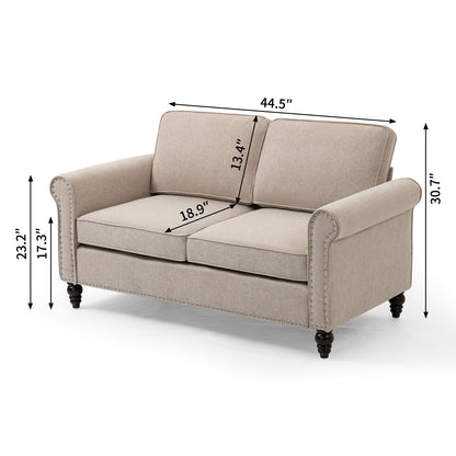 Zimmer Loveseat Button Tufted Sofa - Beige