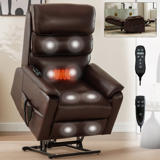 Hannah Power Lift Leather Recliner Chair with Heat Massage - Gray