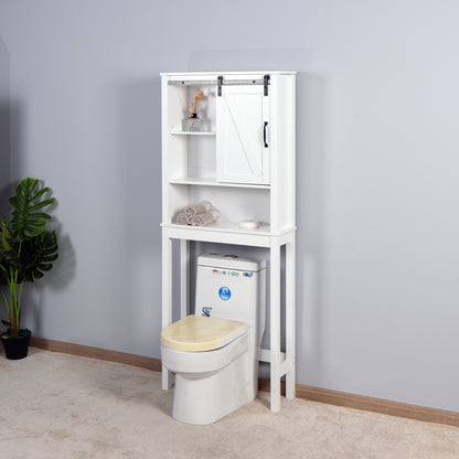 Barn Door Over-the-Toilet Storage Cabinet  - White