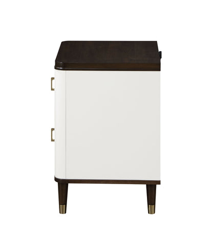 Carena Nightstand With Charging Station - White & Brown