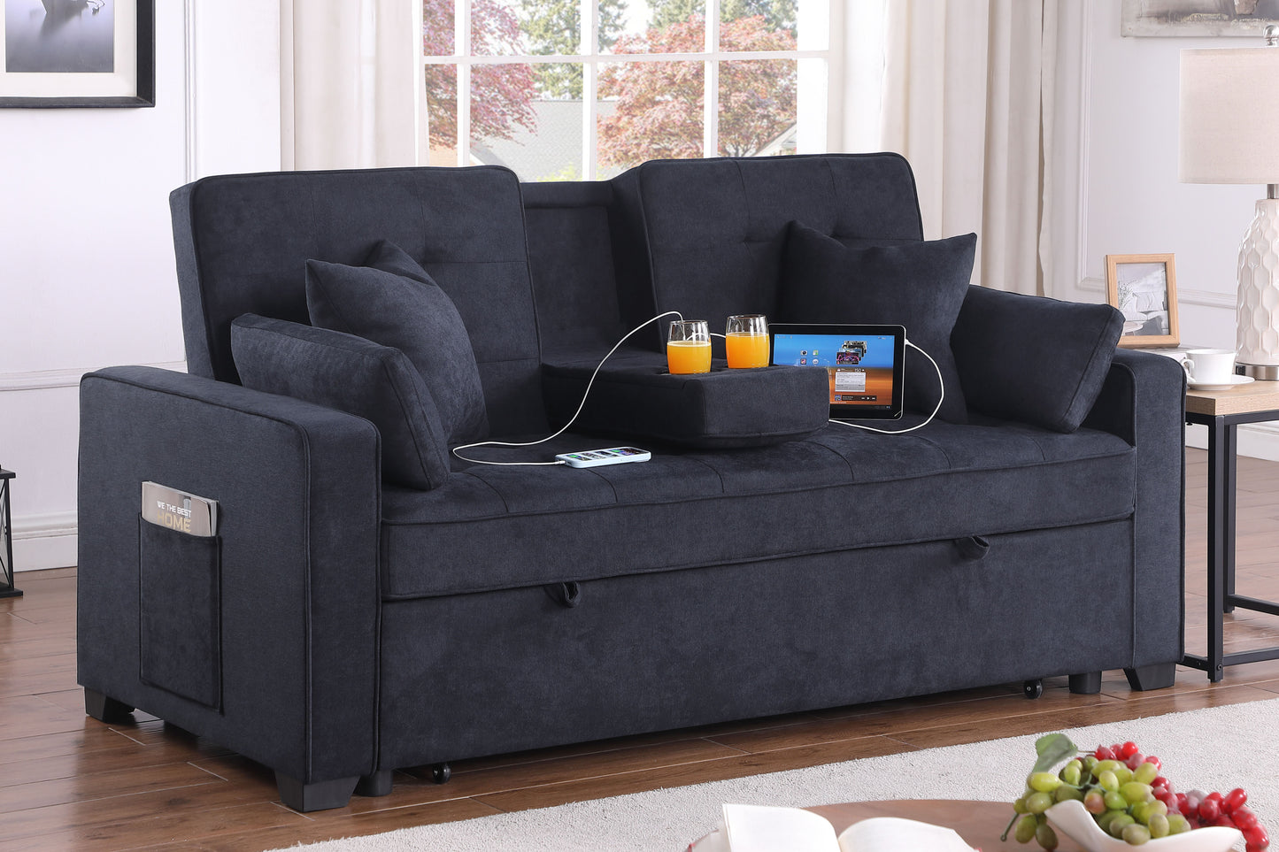 Cody II Woven Fabric Convertible Sleeper Loveseat - Dark Gray