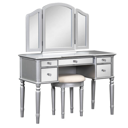 Hannah Makeup Vanity Set for Bedroom - Silver