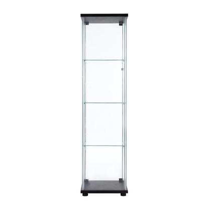 Rex 4 Shelves Glass Display Cabinet - Black