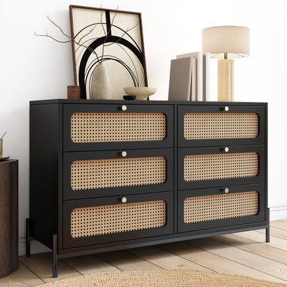 Priya Rattan Storage Cabinet - Black