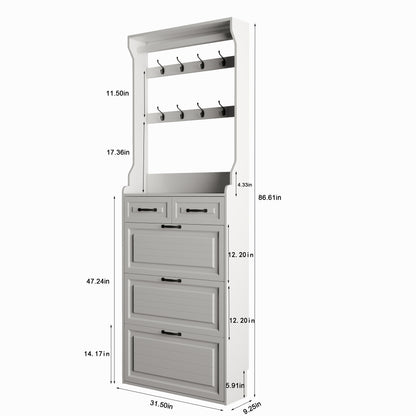 Chelsea II Shoe Storage Cabinet - White+Oak