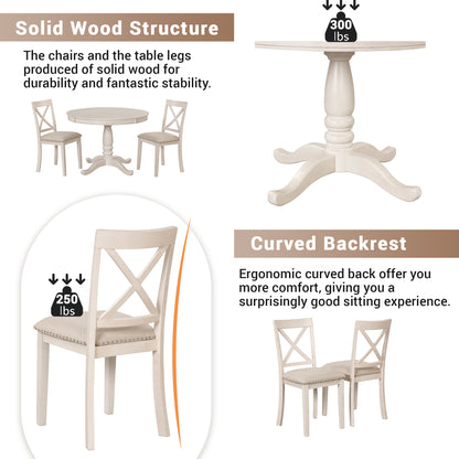 Vivia 5pc Dining Set Round Table 4x side Chairs - White