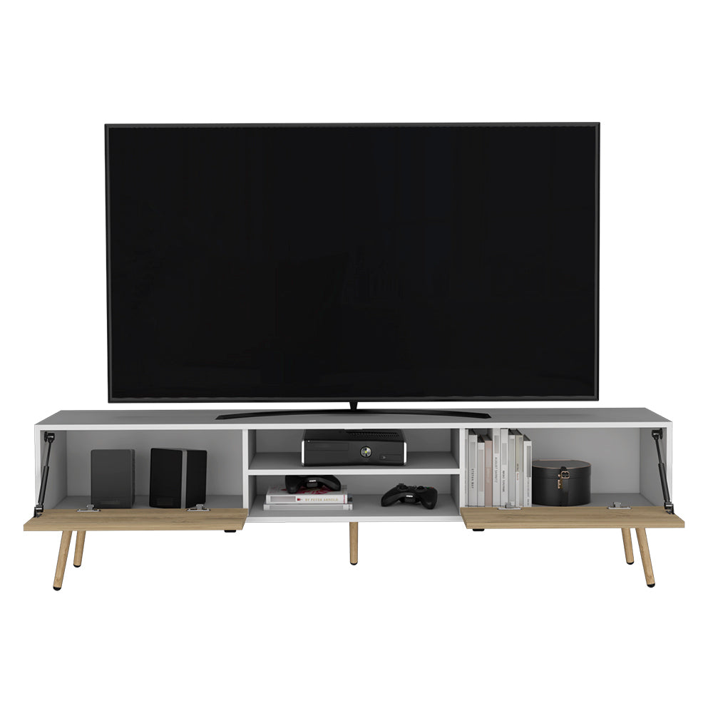 Adena II TV Stand - White/Macadamia