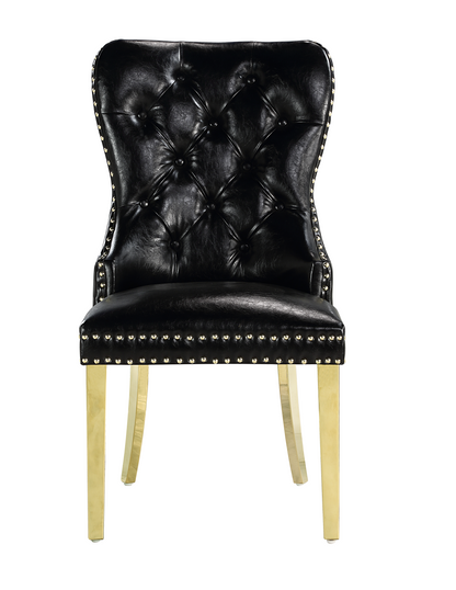 Mistie Velvet Dining Chairs w Golden Metal Leg (Set of 2) - Black