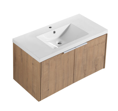 Jett Float Mounting Bathroom Vanity With Sink - Oak