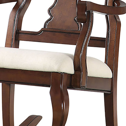 Queen Anne Back Rocking Chair - Beige