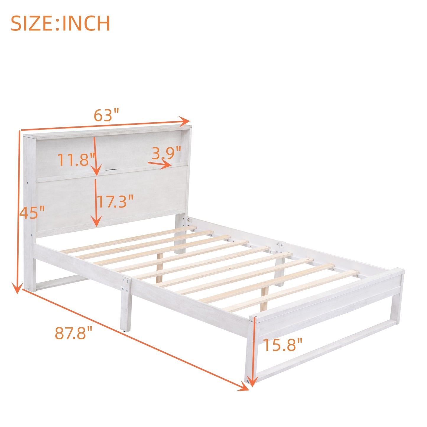 Mora Queen Size Platform Bed Frame with Storage - White