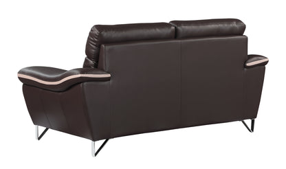 Eden Genuine Leather Loveseat - Brown