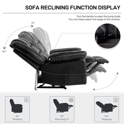 Thorne Leather Massage Recliner - Black