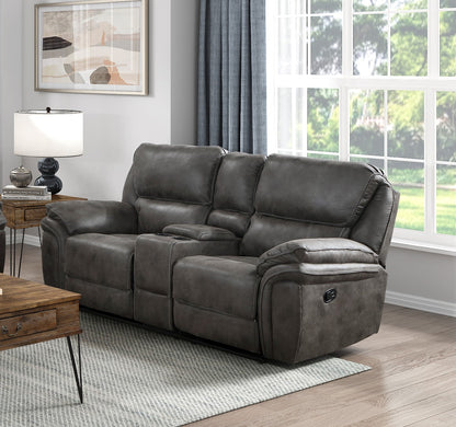 Sasha Reclining Microfiber Loveseat - Gray