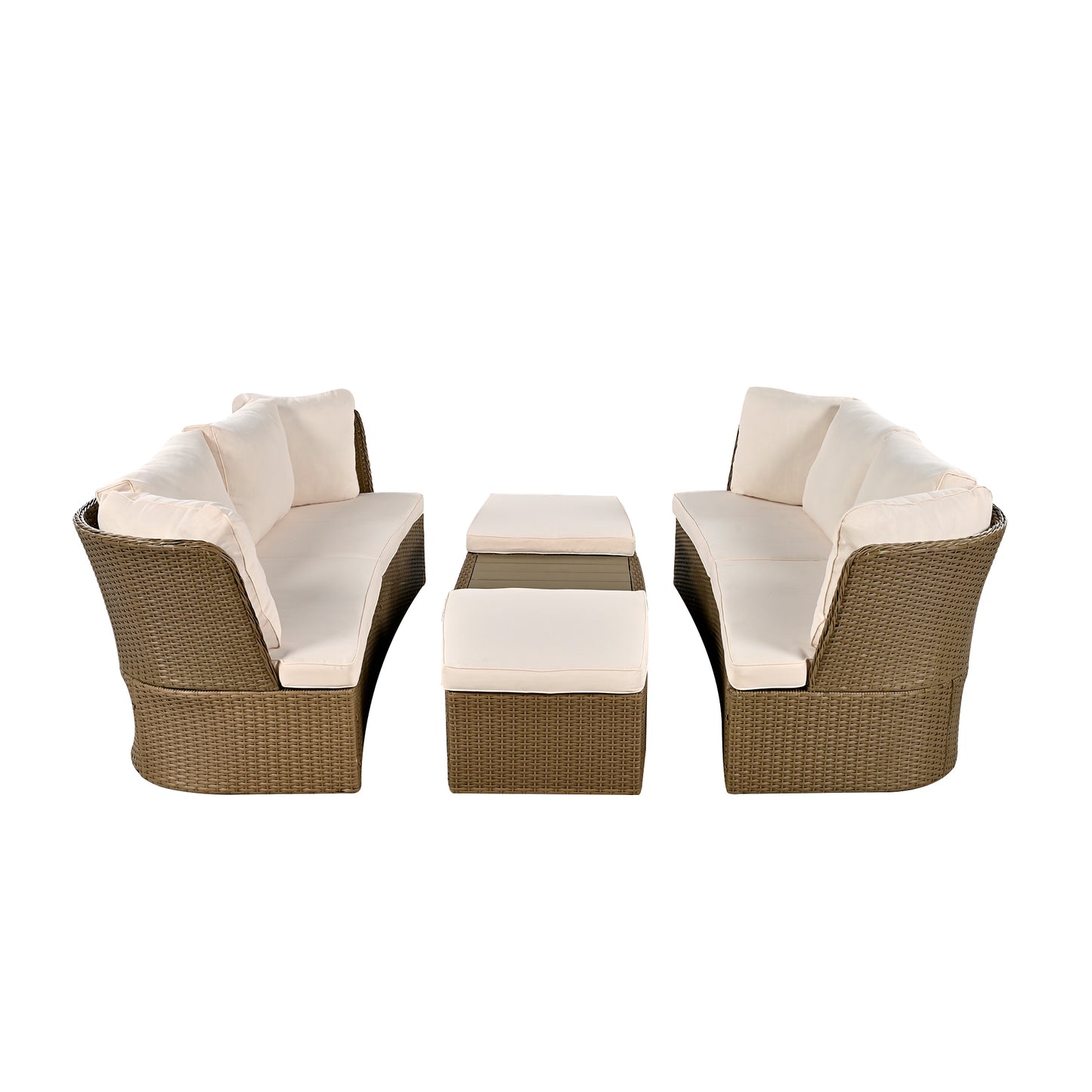 Ranae Customizable Outdoor Patio Wicker Sofa Set - Beige